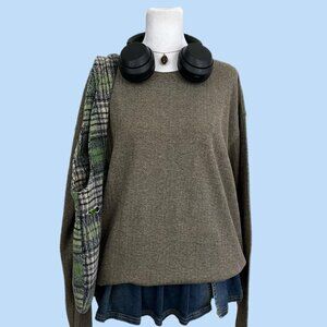 y2k brown shirt indie skate grunge light weight knit sweater